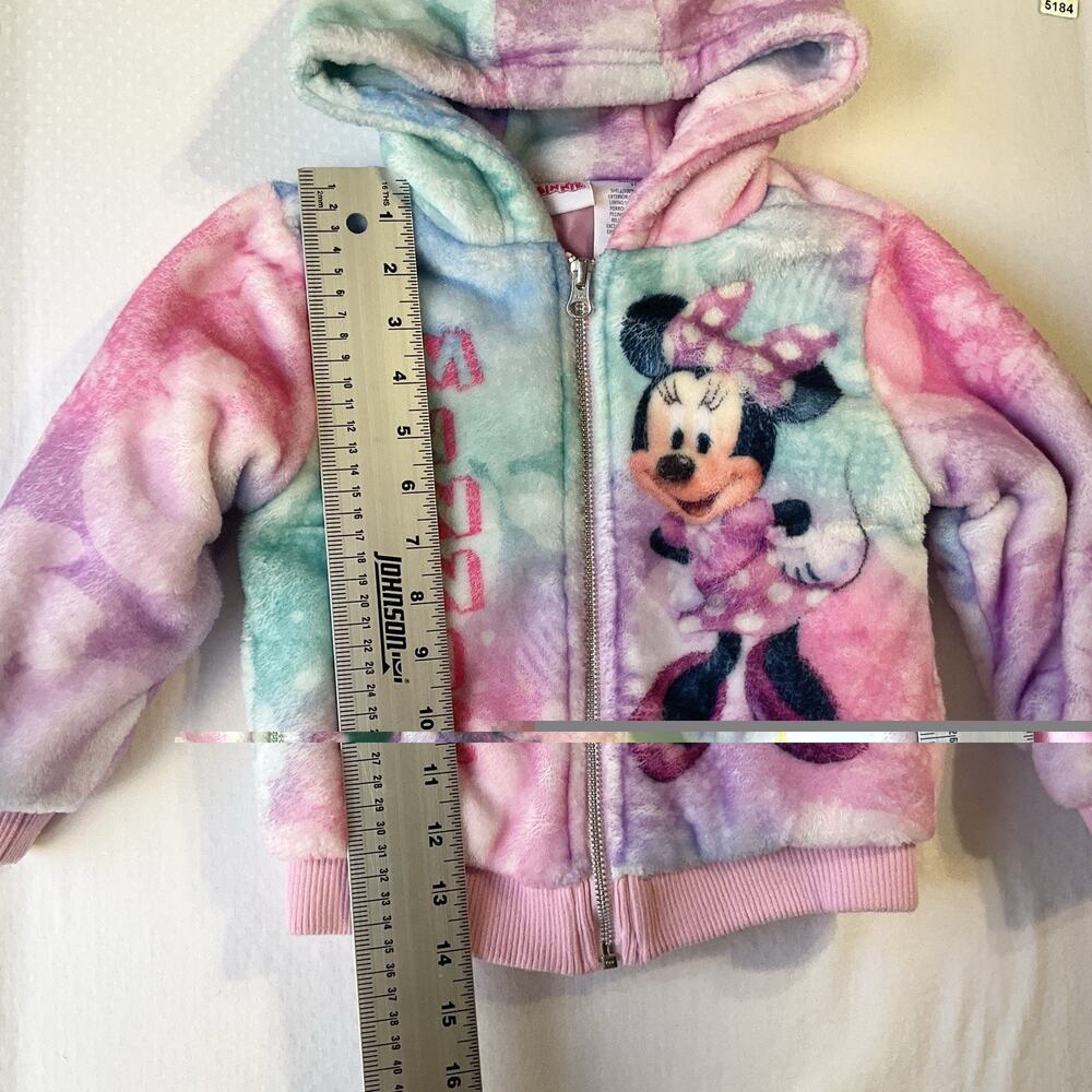Disney Junior Minnie Mouse Faux Fur Hoodie Jacket Toddler Girl Size 3T Pink Soft - Picture 6 of 9